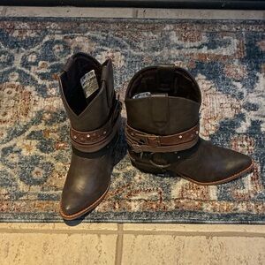 Durango Crush Accessory Brown Western Heeled Ankle Boots